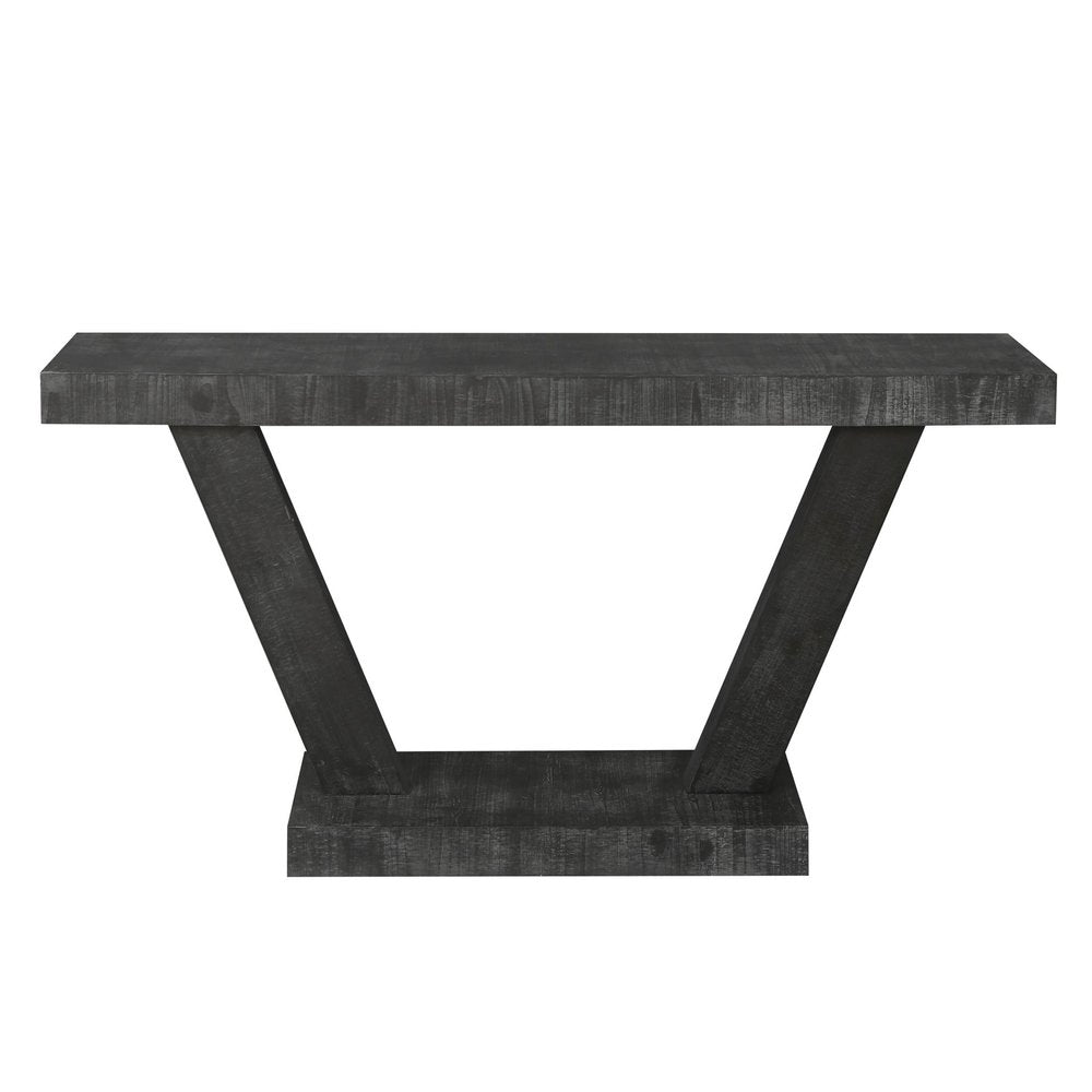 60" Natural Wood Distressed Pedestal Console Table