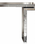60" Silver Glass And Solid Wood Pedestal Console Table