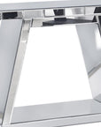 56" Silver Mirrored Glass Geometric Pedestal Console Table