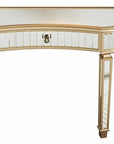 47" Gold And Silver Mirrored Glass And Solid Wood Half Moon Console Table With Drawer