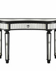 47" Gold And Silver Mirrored Glass And Solid Wood Half Moon Console Table With Drawer