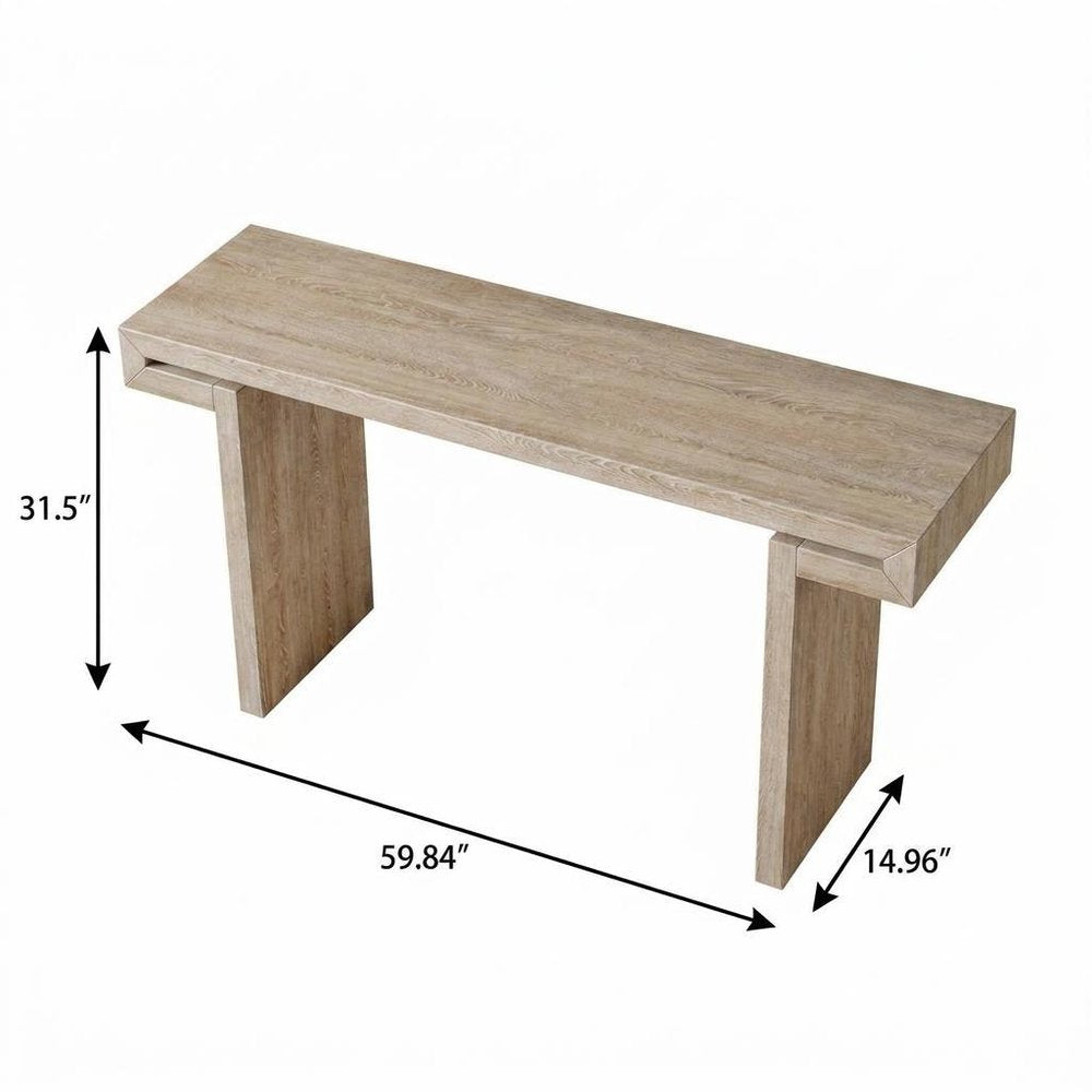 60" Black Wood Pedestal Console Table