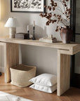 60" Black Wood Pedestal Console Table