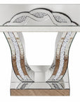 43" Silver Wood Glass Solid Wood Faux Crystal And Stone Pedestal Console Table