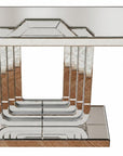 47" Silver Glass And Solid Wood Sled Console Table