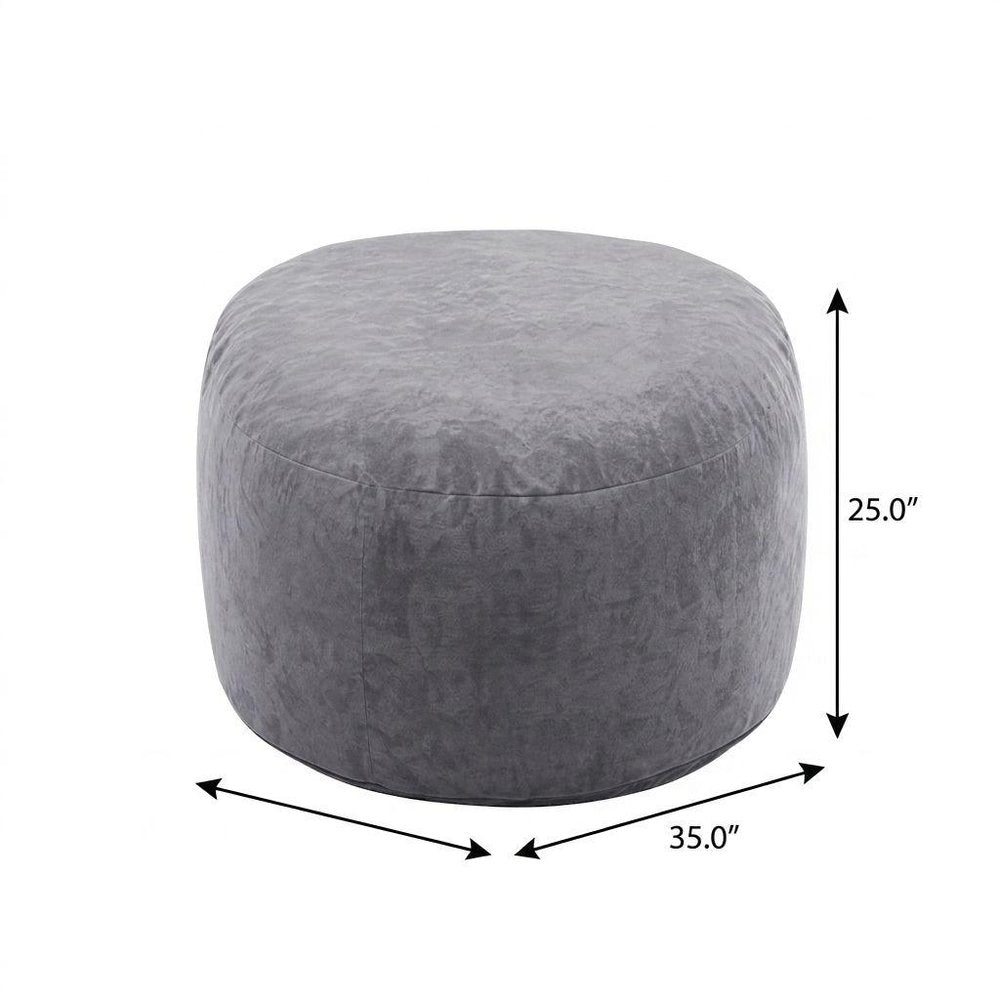 35" Gray Upholstered Bean Bag Chair