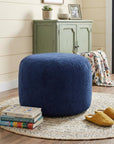 35" Blue Upholstered Bean Bag Chair