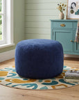 46" Blue Upholstered Bean Bag Chair