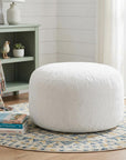46" White Upholstered Bean Bag Chair