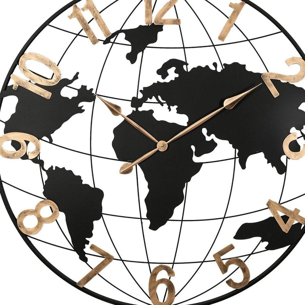 36" Black Iron Digital Round Wall Clock