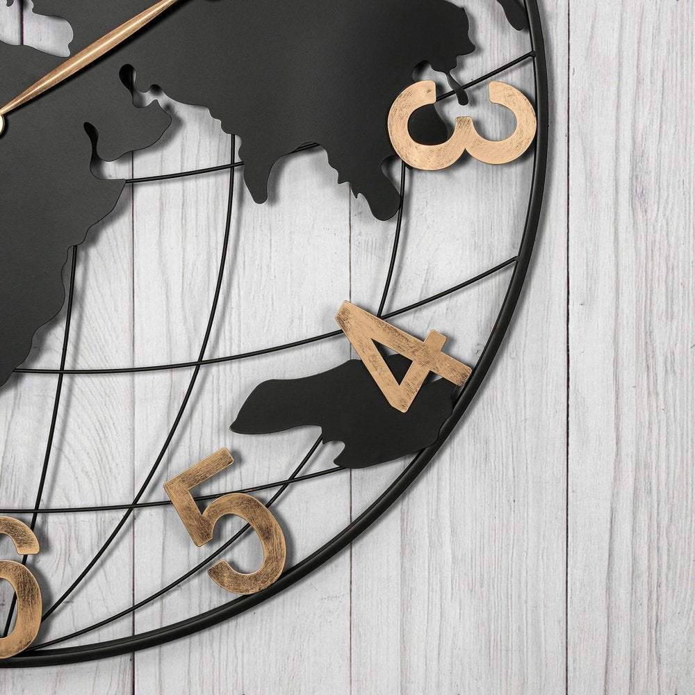 36" Black Iron Digital Round Wall Clock