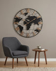 36" Black Iron Digital Round Wall Clock