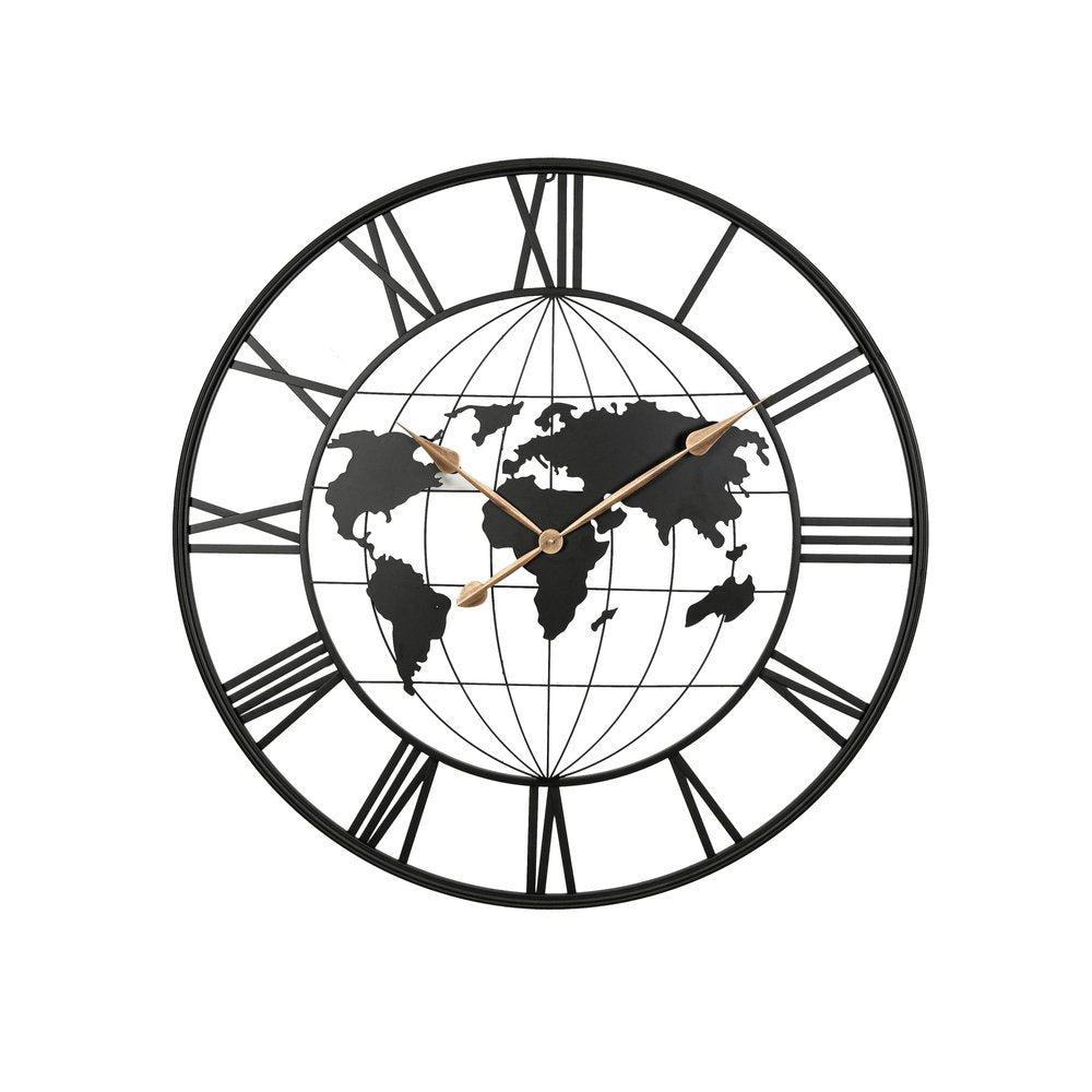 36" Black Iron Digital Round Wall Clock