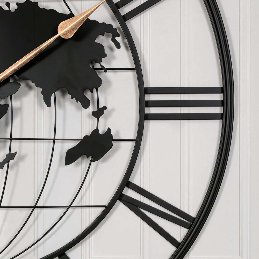 36" Black Iron Digital Round Wall Clock