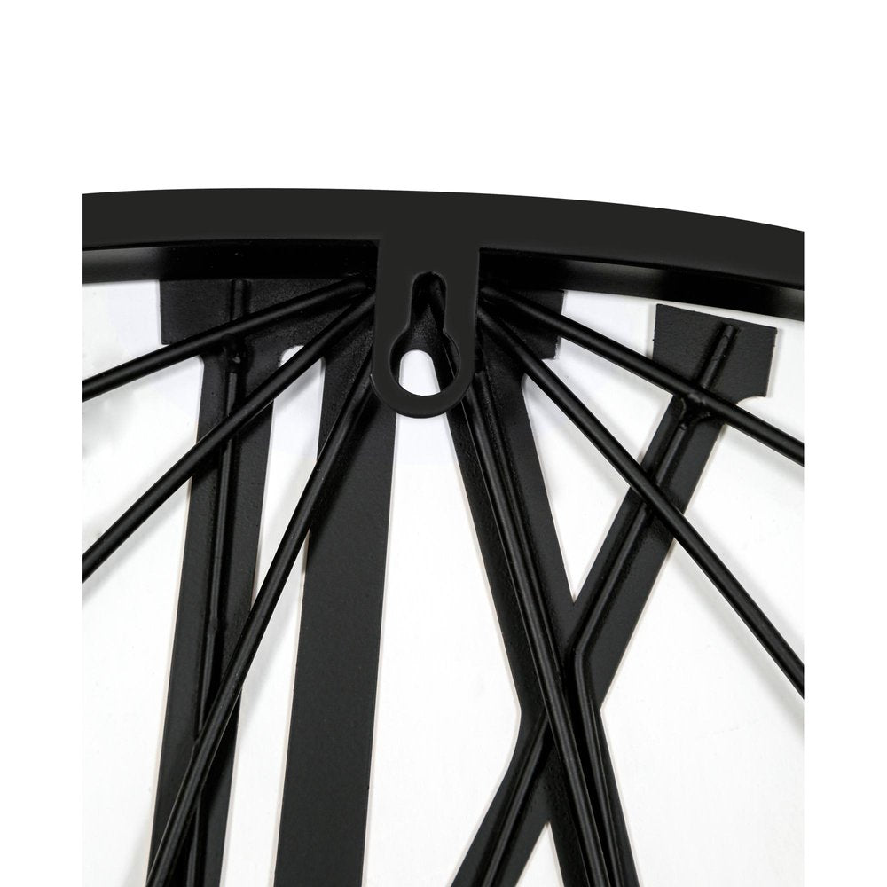 36" Black Iron Digital Round Wall Clock
