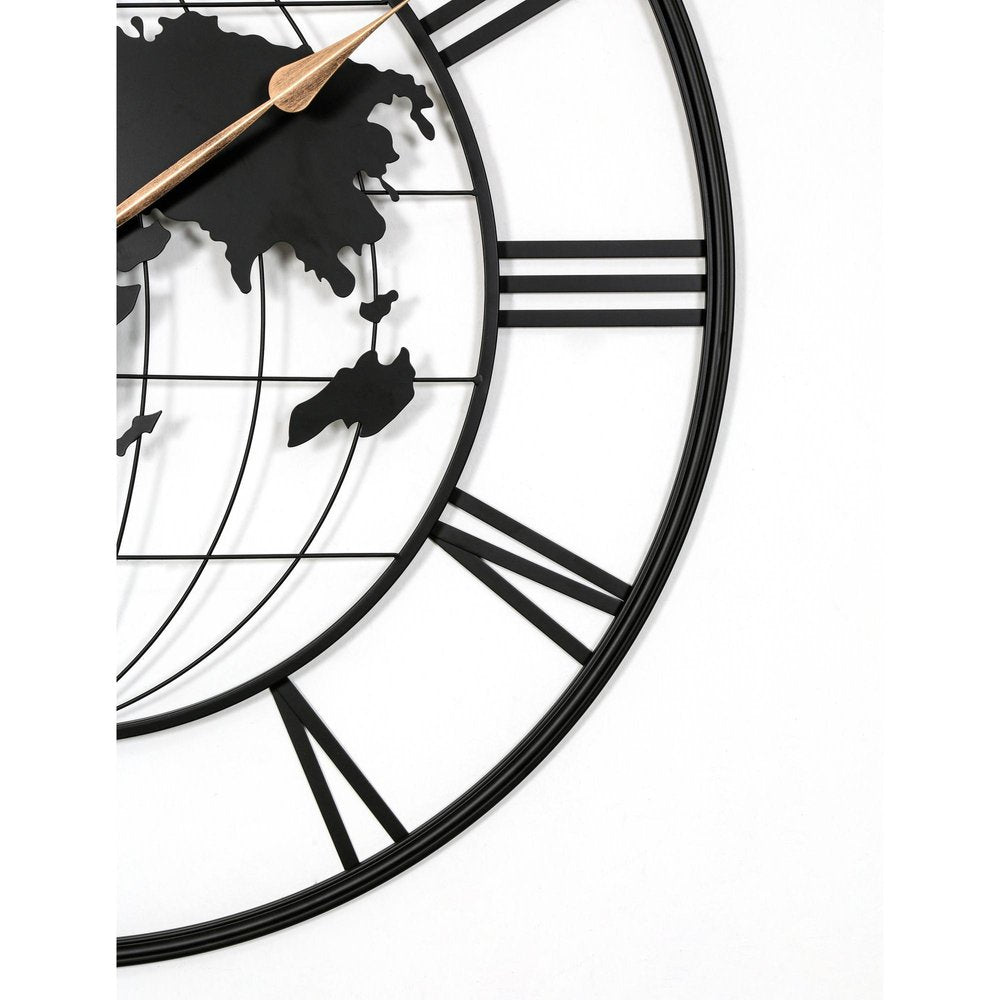 36" Black Iron Digital Round Wall Clock