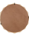 31" Natural Solid Wood Scalloped Round Framed Bathroom Vanity Mirror