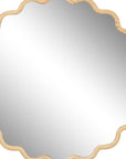 31" Natural Solid Wood Scalloped Round Framed Bathroom Vanity Mirror