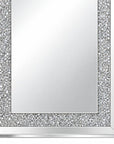 36" Silver Beveled Glass And Faux Crystal Bling Framed Accent Mirror