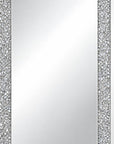 36" Silver Beveled Glass And Faux Crystal Bling Framed Accent Mirror