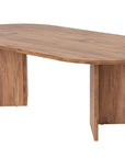 47" Wheat Melamine Veneer And Wood Oval Double Pedestal Coffee Table