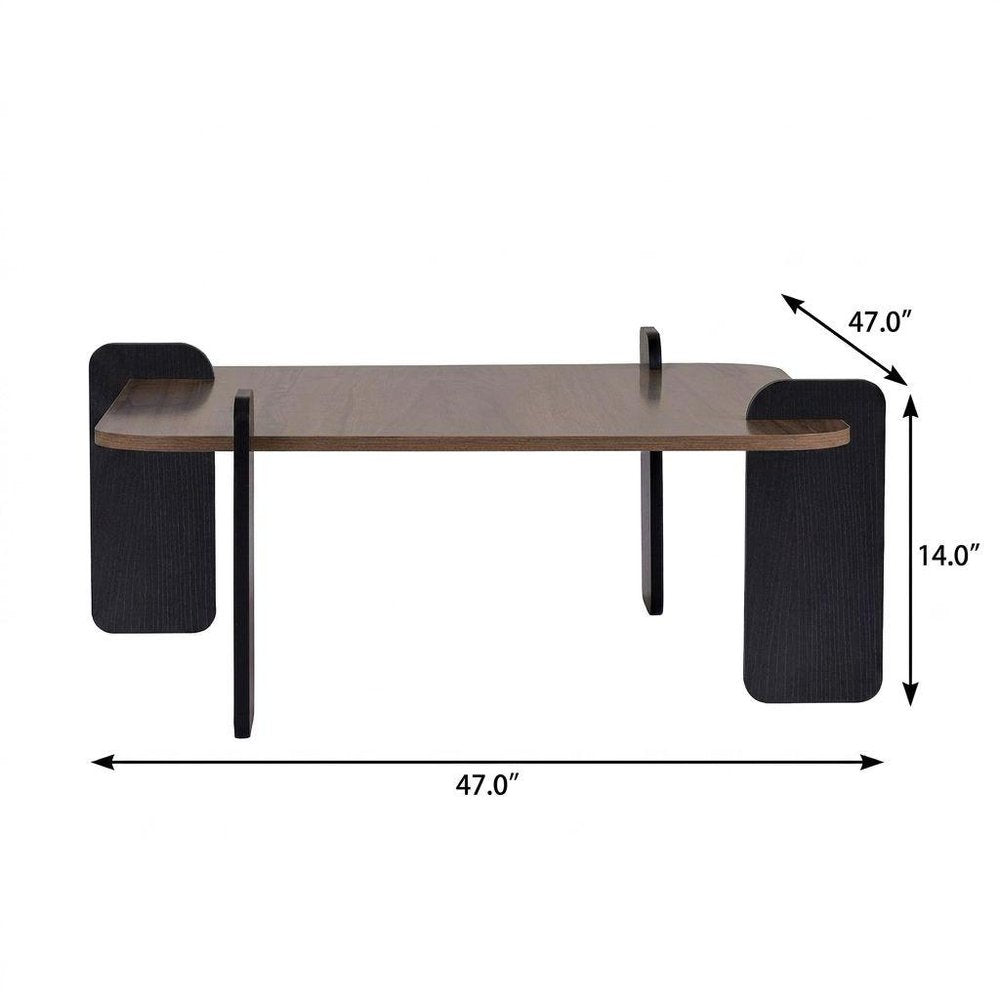 47" Walnut Melamine Veneer And Wood Coffee Table