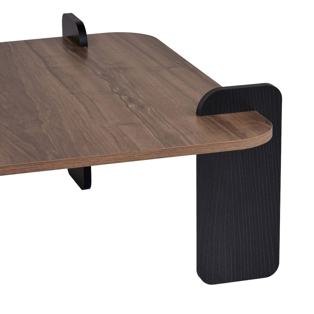 47" Walnut Melamine Veneer And Wood Coffee Table