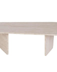 52" Tan Melamine Veneer And Wood Oval Double Pedestal Coffee Table