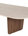 52" Tan Melamine Veneer And Wood Oval Double Pedestal Coffee Table