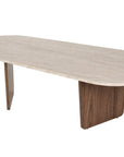 52" Tan Melamine Veneer And Wood Oval Double Pedestal Coffee Table