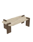 48" Tan Melamine Veneer And Wood Block Coffee Table