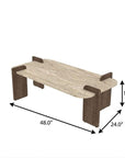 48" Tan Melamine Veneer And Wood Block Coffee Table