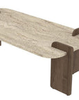 48" Tan Melamine Veneer And Wood Block Coffee Table