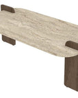 48" Tan Melamine Veneer And Wood Block Coffee Table