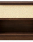 22" Walnut Wood Woven Texture One Drawer Nightstand