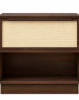 22" Walnut Wood Woven Texture One Drawer Nightstand