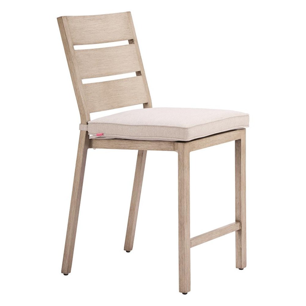 Set of Two 27" Gray Aluminum Outdoor Counter Height Bar Chairs