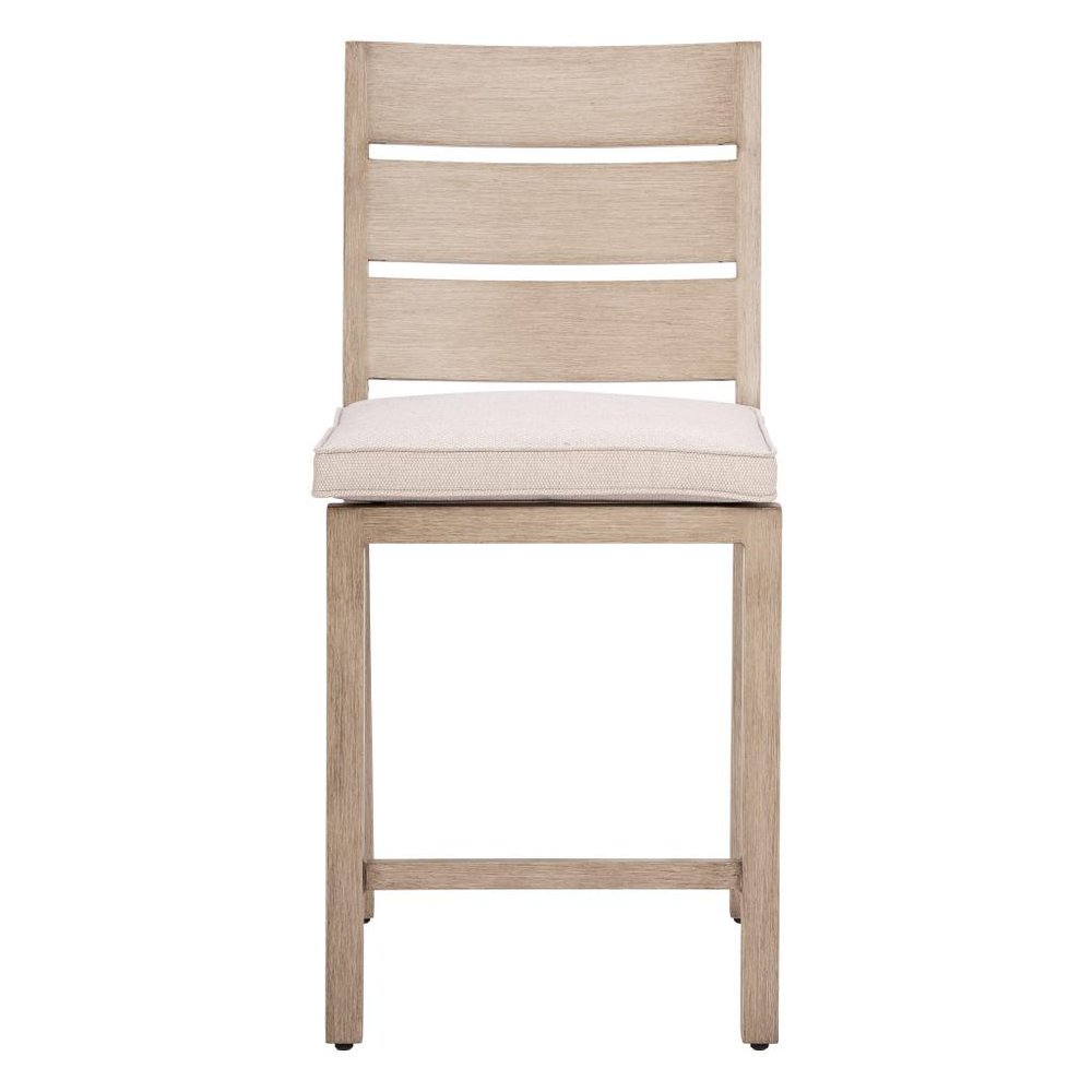 Set of Two 27" Gray Aluminum Outdoor Counter Height Bar Chairs