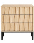26" Walnut Wood Ribbed Texture Three Drawer Nightstand