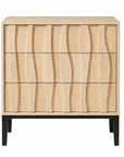 26" Walnut Wood Ribbed Texture Three Drawer Nightstand
