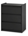 24" White Wood Three Drawer Nightstand with USB Port and Integrated Tech