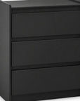 24" White Wood Three Drawer Nightstand with USB Port and Integrated Tech