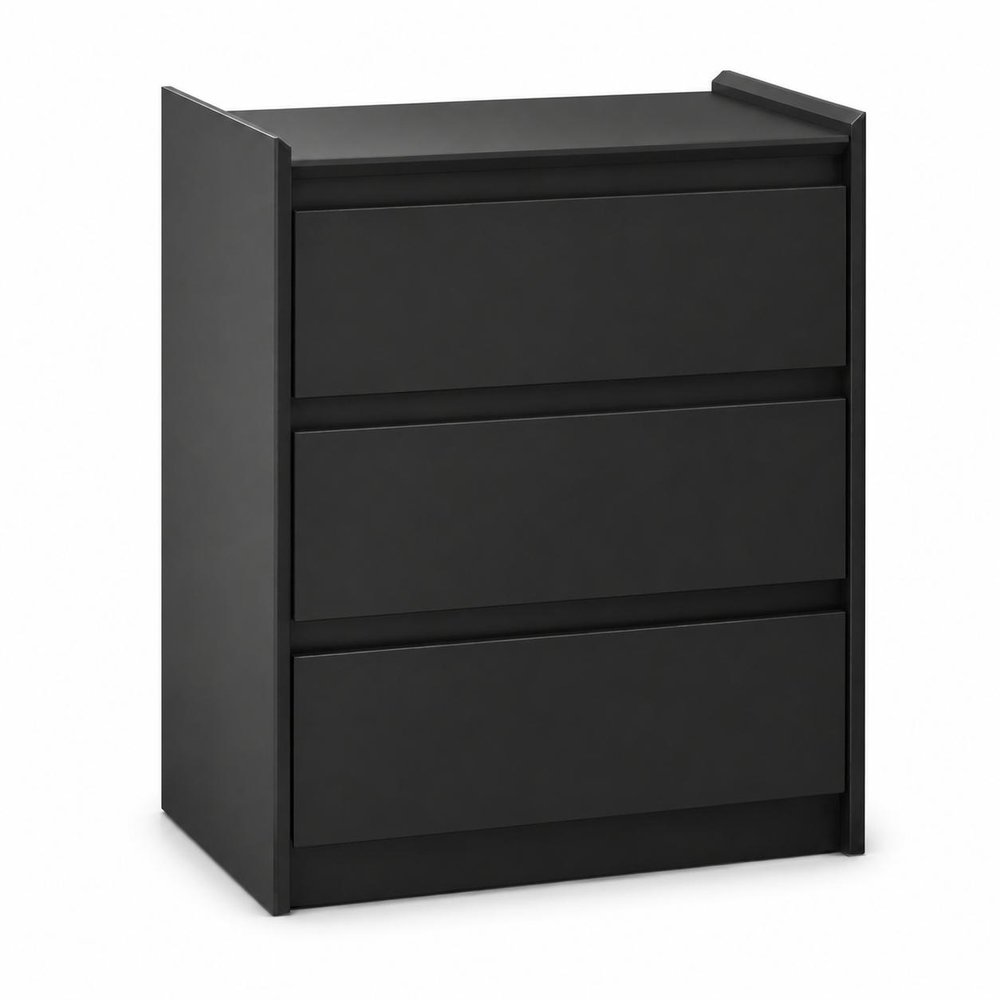 24" White Wood Three Drawer Nightstand with USB Port and Integrated Tech