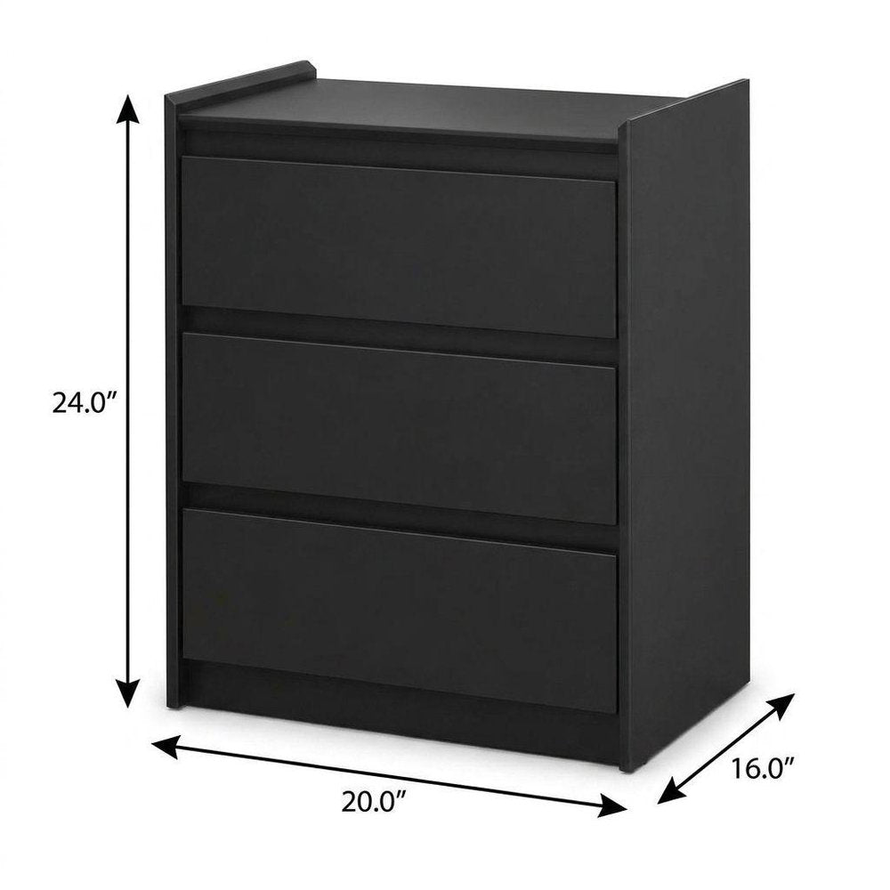 24" White Wood Three Drawer Nightstand with USB Port and Integrated Tech