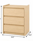 24" White Wood Three Drawer Nightstand with USB Port and Integrated Tech