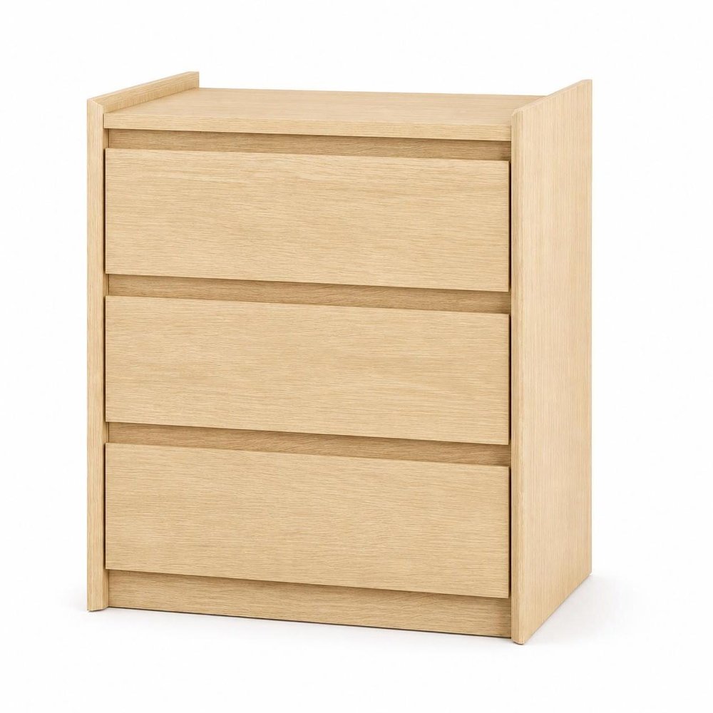 24" White Wood Three Drawer Nightstand with USB Port and Integrated Tech