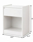 24" White Wood One Drawer Nightstand
