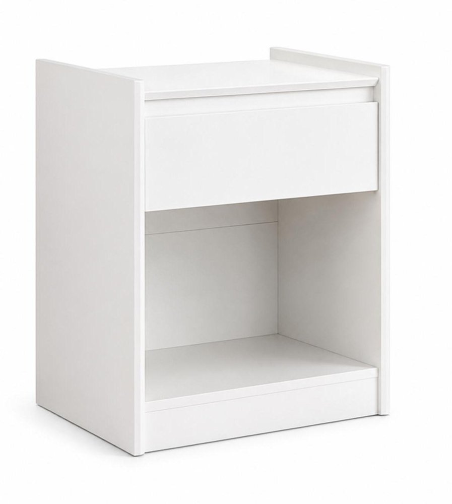 24" White Wood One Drawer Nightstand