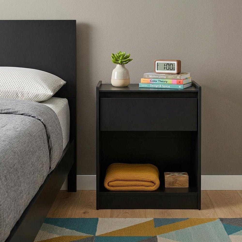 24" White Wood One Drawer Nightstand