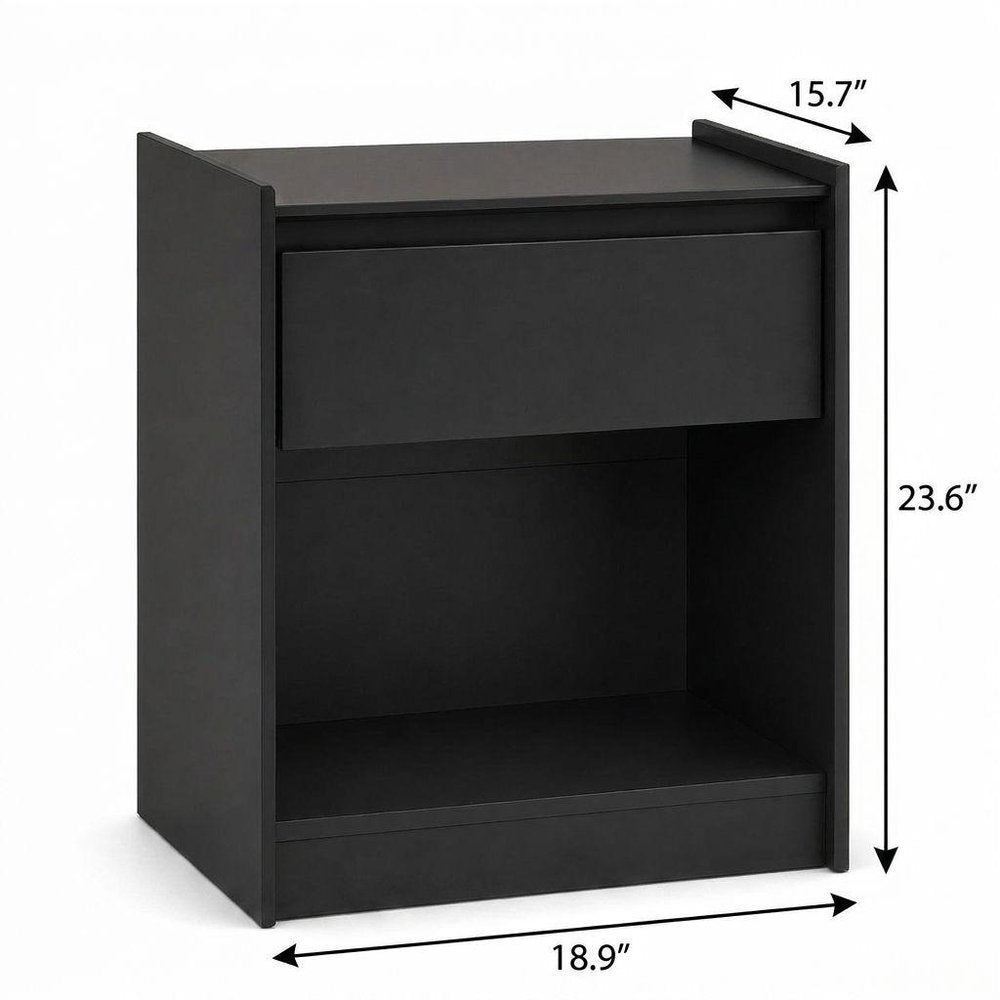 24" White Wood One Drawer Nightstand